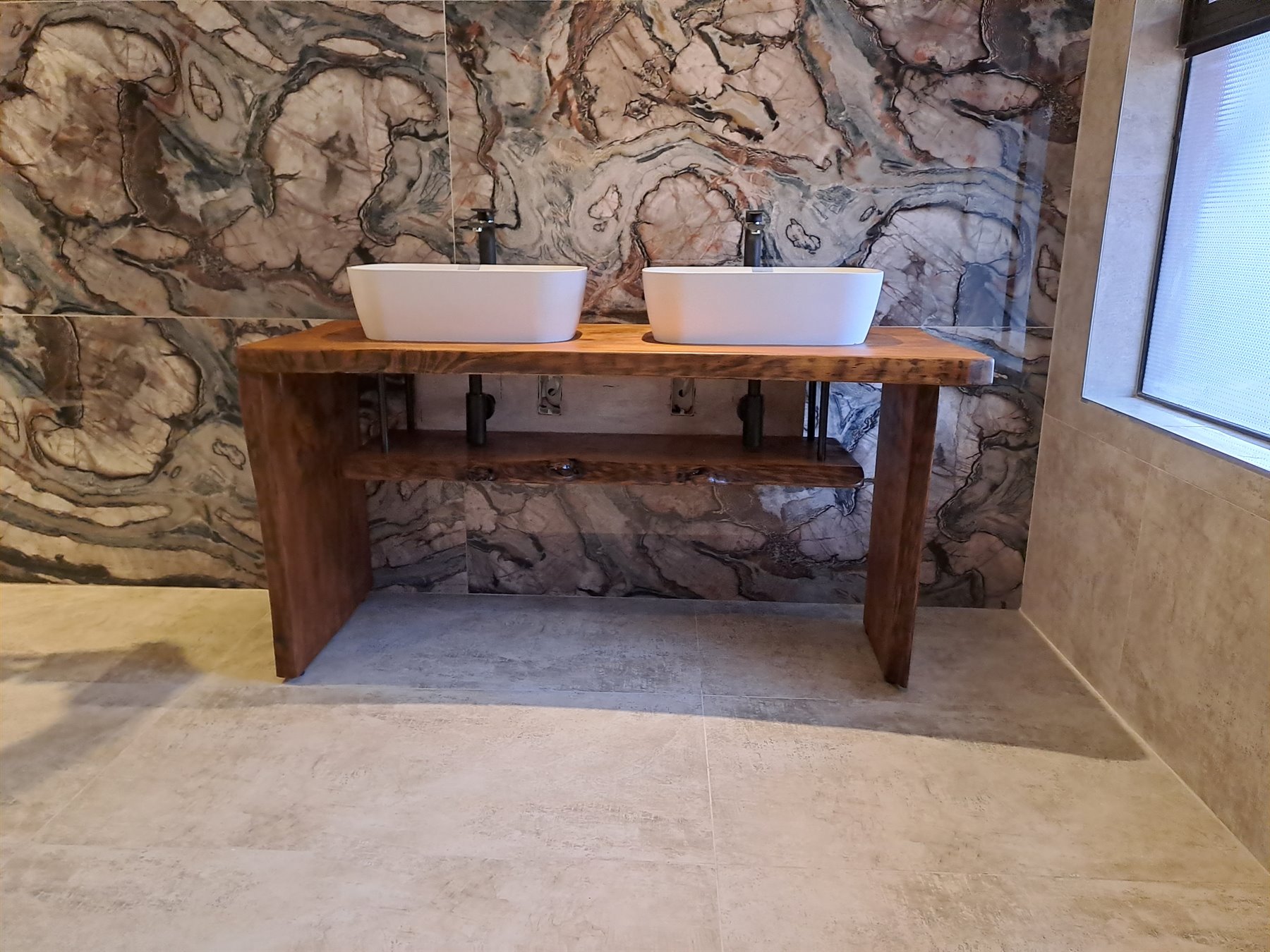Solid wood double bathroom vanity