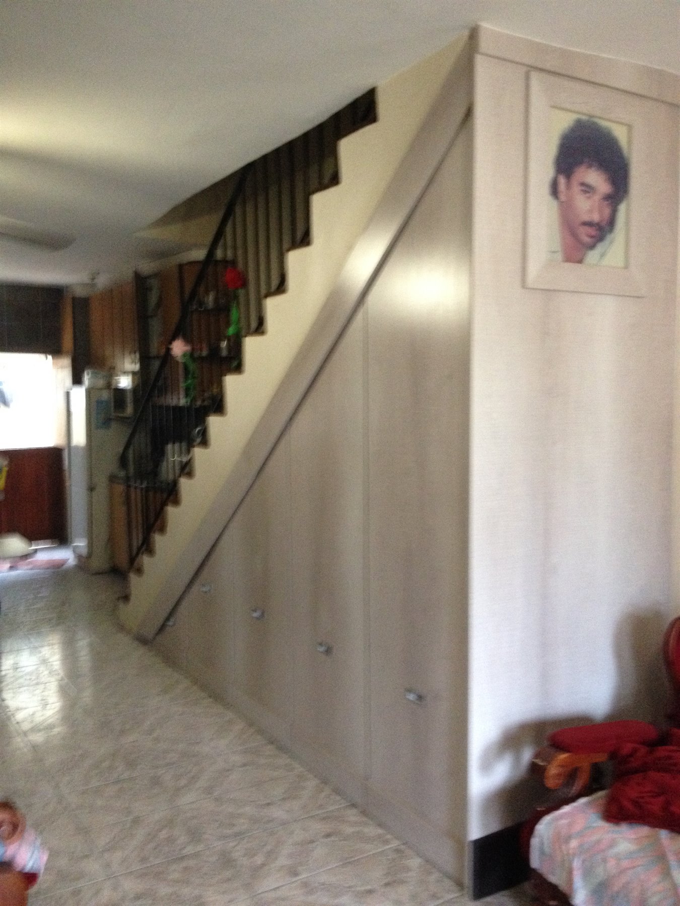 Custom under-stair display shelving
