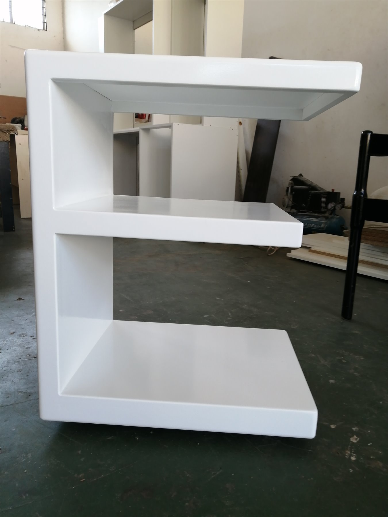 Custom white display and storage unit