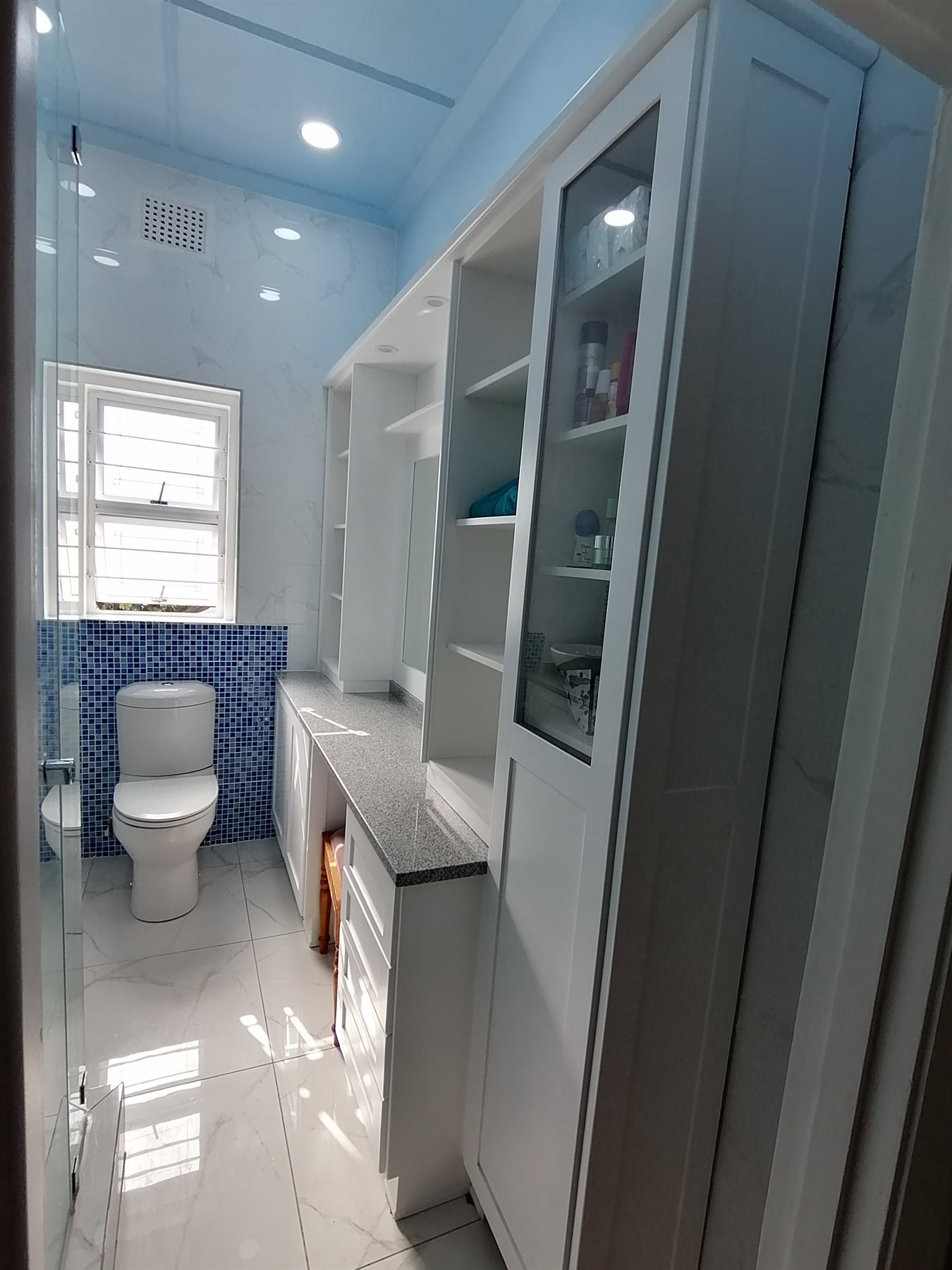 Bathroom vanity and cabinet passage installation