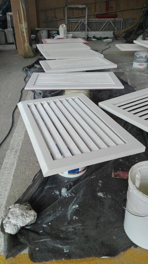 Finished white wood vent panels