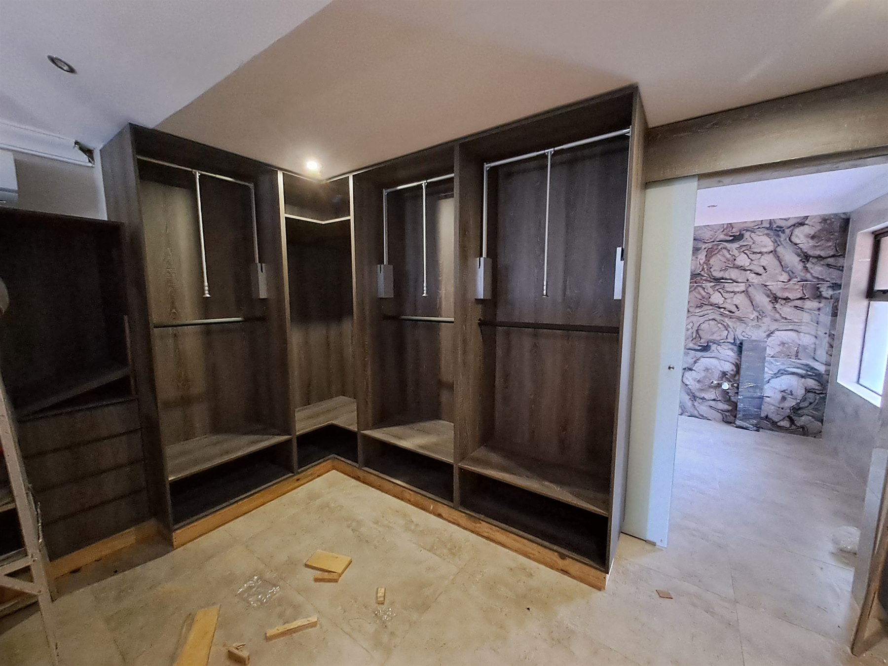 Built-in walk-in wardrobe cupboard interior