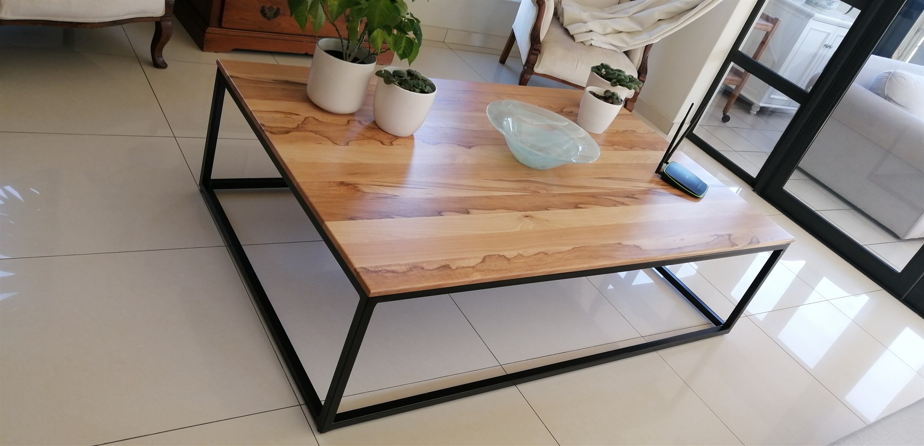 Solid wood and steel coffee table by 2G Custom Furniture